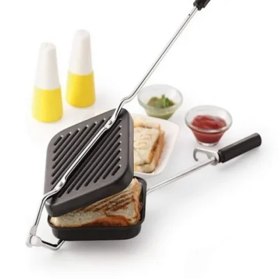 Non Stick gas Toaster , Sandwich Maker Panini Press Grill Pan – Double Sided Coated Grill Cheese Sandwich Maker for Stovetop Top – Non-Stick Aluminum Flip Pan