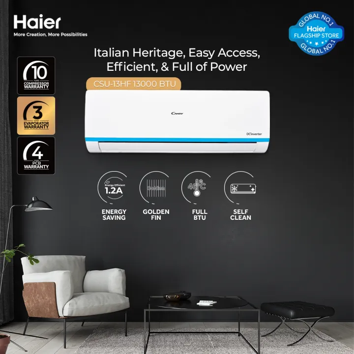 Candy - The Italian Style by Haier 1 Ton Heat & Cool DC Inverter - White Colour AC - CSU-13HF- High Efficiency Inverter - Energy Saving - Eco-Environment - 10 Years Brand Warranty - Free Professional Installation By Haier - Image 2